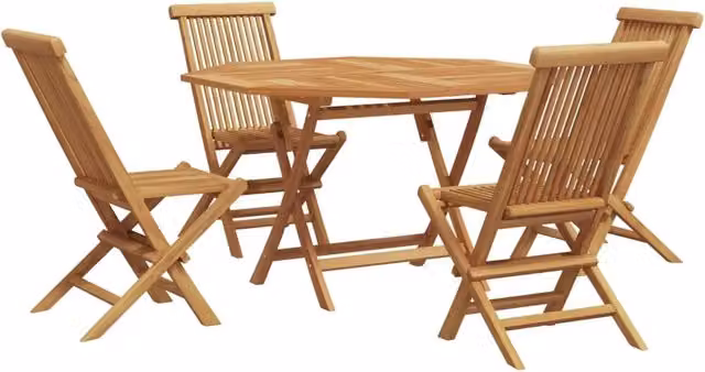 Set da Pranzo per Giardino 5 pcs Marrone Legno di teak solido 3385969