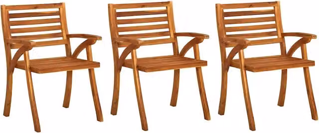 Sedie da Pranzo da Giardino con Cuscini 3 pz | Sedie da Esterno Massello di Acacia