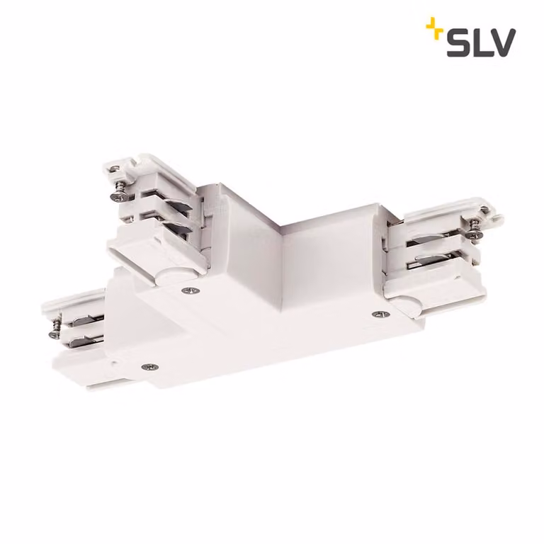 SLV Connettore a T per S-Track 3P. terra binario destro bianco