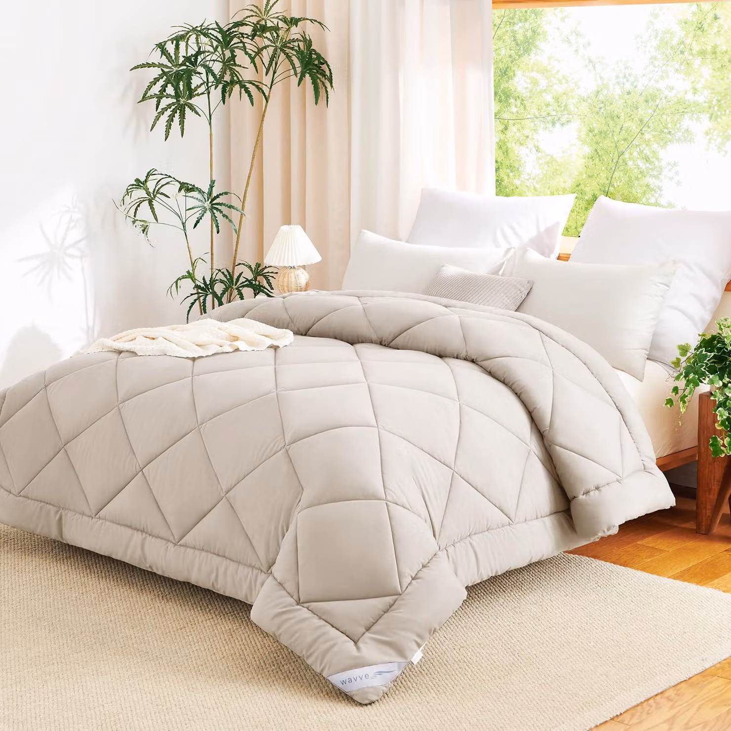 Copertura per letto in fibra, 300 g/m², 180 x 200 cm, traspirante, ideale per l'autunno e l'inverno