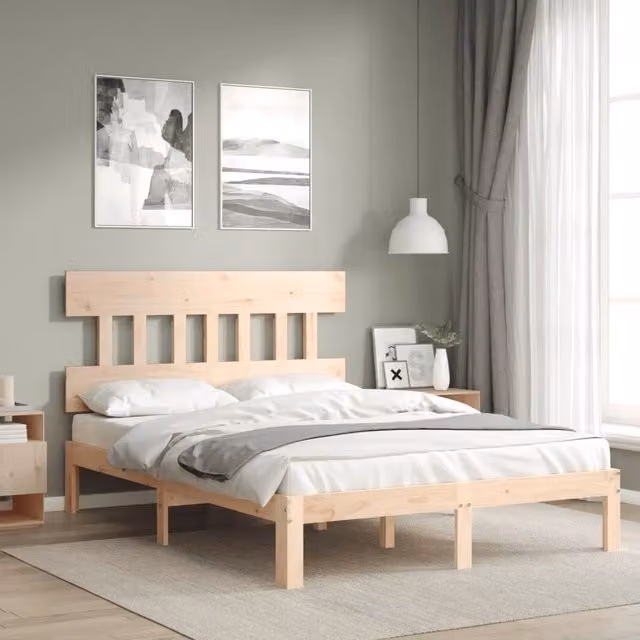 Giroletto senza materasso vidaXL in legno massello di pino, stile rustico, L/P/H: 200 x 140 x 20 cm circa