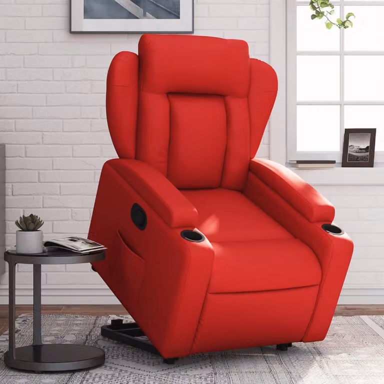 vidaXL Poltrona Alzapersona Reclinabile con Assistenza Elettrica in Similpelle Rossa