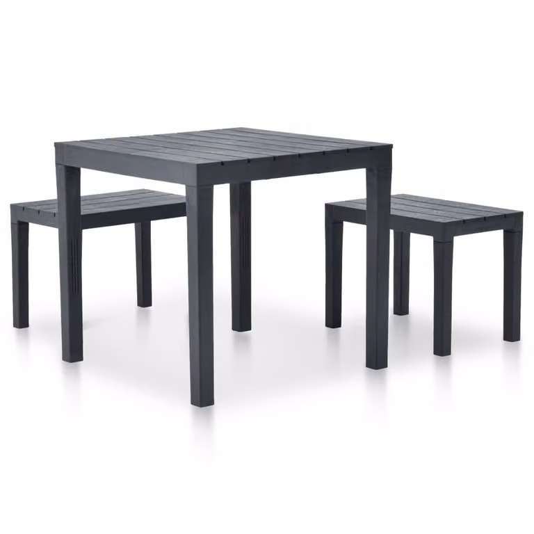 Tavolo da giardino con 2 panche in plastica antracite