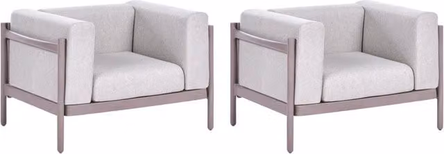 Set di 2 poltrone da giardino tortora Struttura sintetica Set di 2 sedie da esterno con cuscini Stile moderno