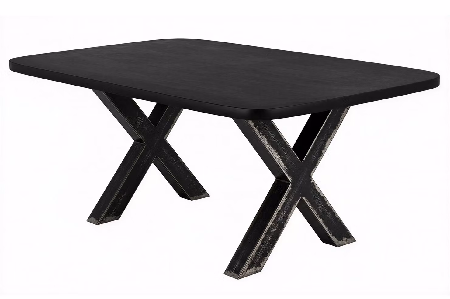 SIT Mobili Tavolo da pranzo 220x100 cm | Piano in mango nero da 30 mm | Base a X in metallo effetto invecchiato | L 220 x P 100 x H 75 cm | 16152-11 | Serie TABLES & CO