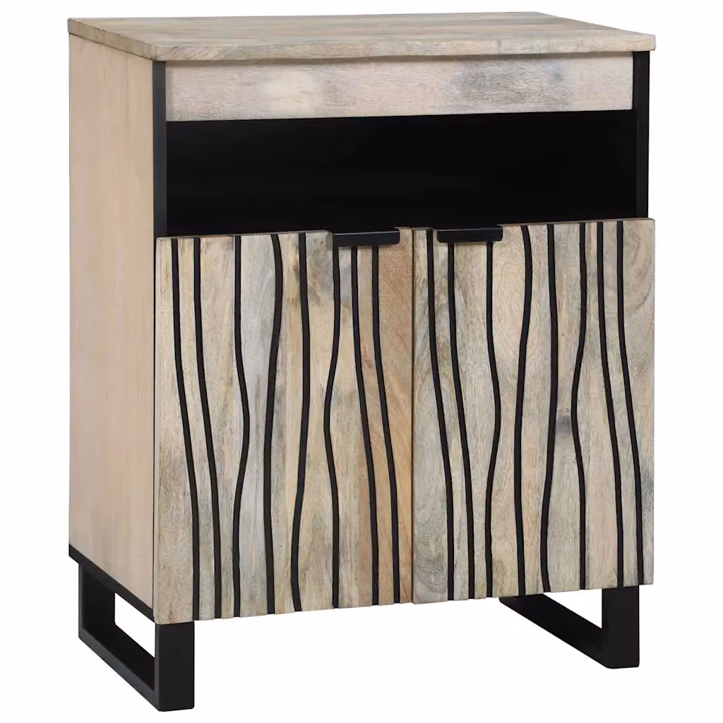 Mobile porta media vidaXL in legno di mango e metallo stile rustico bianco, nero o beige