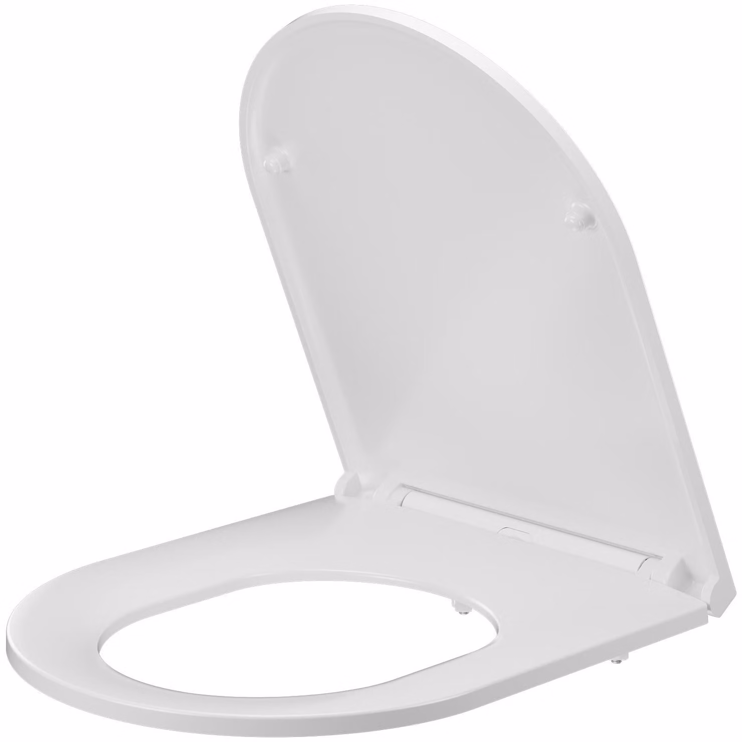 Copertura per WC, realizzata in duroplast resistente, design ergonomico, colore bianco, forma a D
