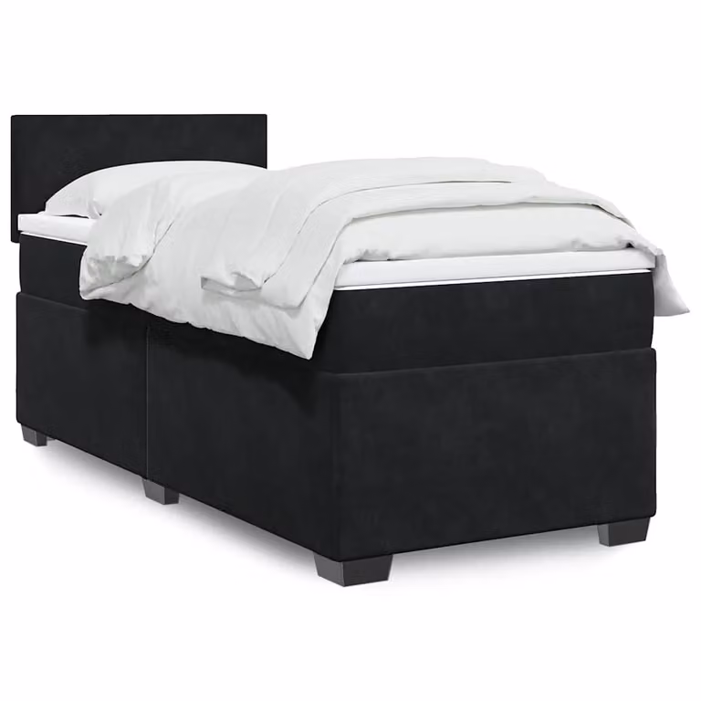 vidaXL Giroletto a Molle Ibrido con Materasso in Velluto Nero L/P/H: 80 x 200 cm
