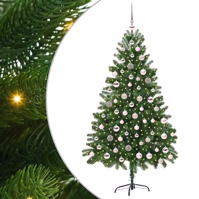 Albero di Natale con 300 LED con supporto-Luci decorative natalizie Verde 180 cm PE 326607
