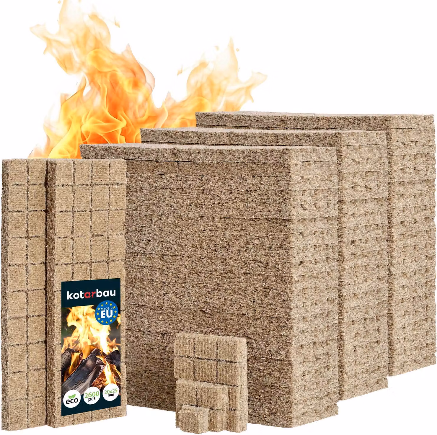 KOTARBAU® 2600 pz Accendifuoco Cubetti Lana di Legno Naturale Per Griglia Caminetto Stufa Barbecue Riccioli Accendifuoco Facile Da Usare Innesco Fuoco