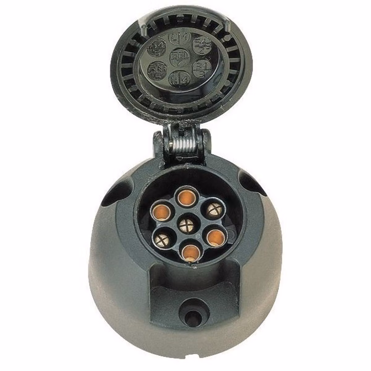 Steckdose 7-polig 12V mit Deckel + Gummi-Dichtung
