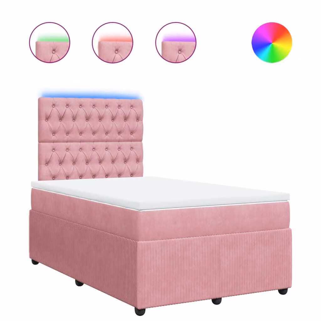 Giroletto a Molle con Materasso Rosa 120x200 cm in Velluto