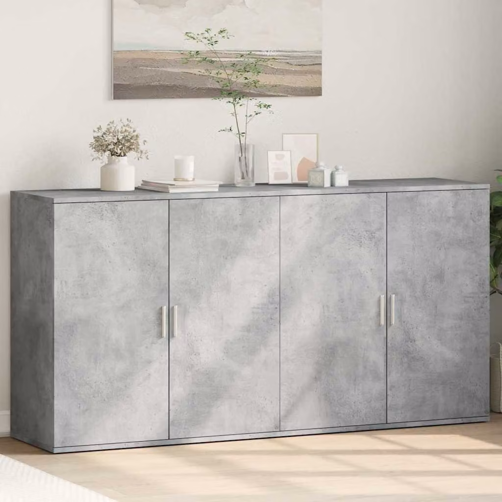 Set di 2 credenze vidaXL in legno multistrato, colore grigio, L: 79 cm, P: 38 cm, H: 80 cm