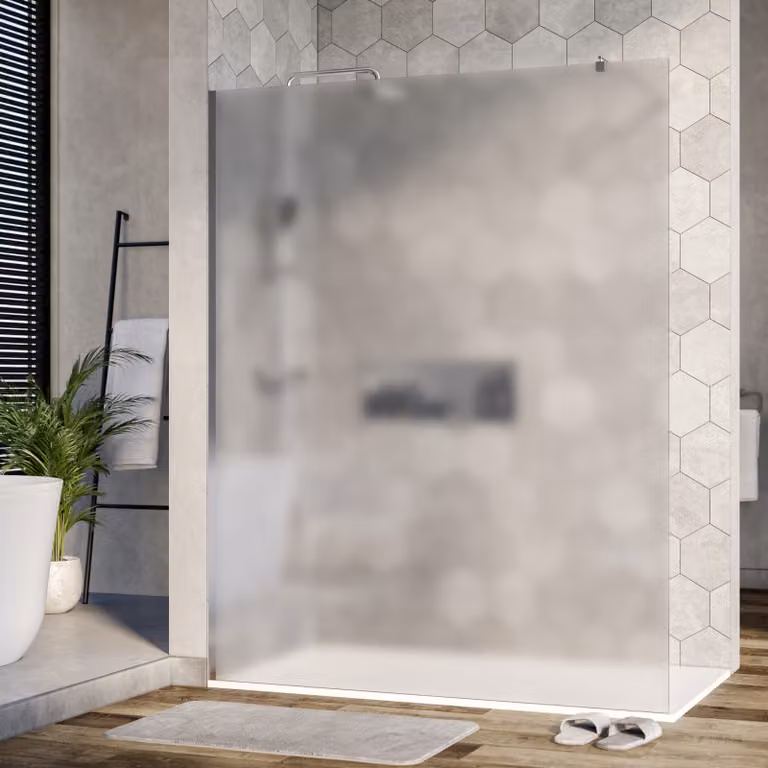 Cabina doccia Walk-In Nano real glass EX101 - vetro satinato - 10 mm - profilo a parete cromato - larghezza selezionabile, larghezza Walk-In:1500mm