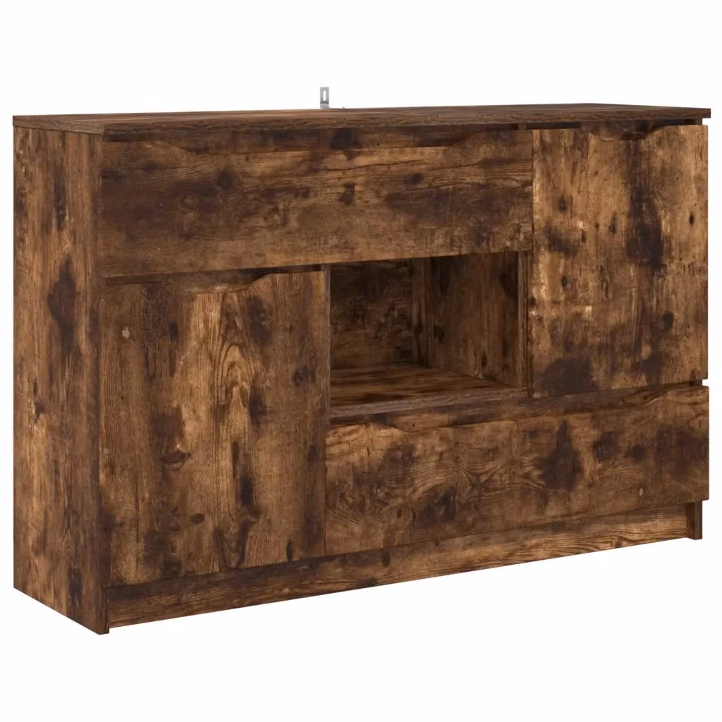 Credenza moderna vidaXL in legno rovere color marrone con finitura lucida, L/P/H: 100 x 30 x 65,6 cm – 2