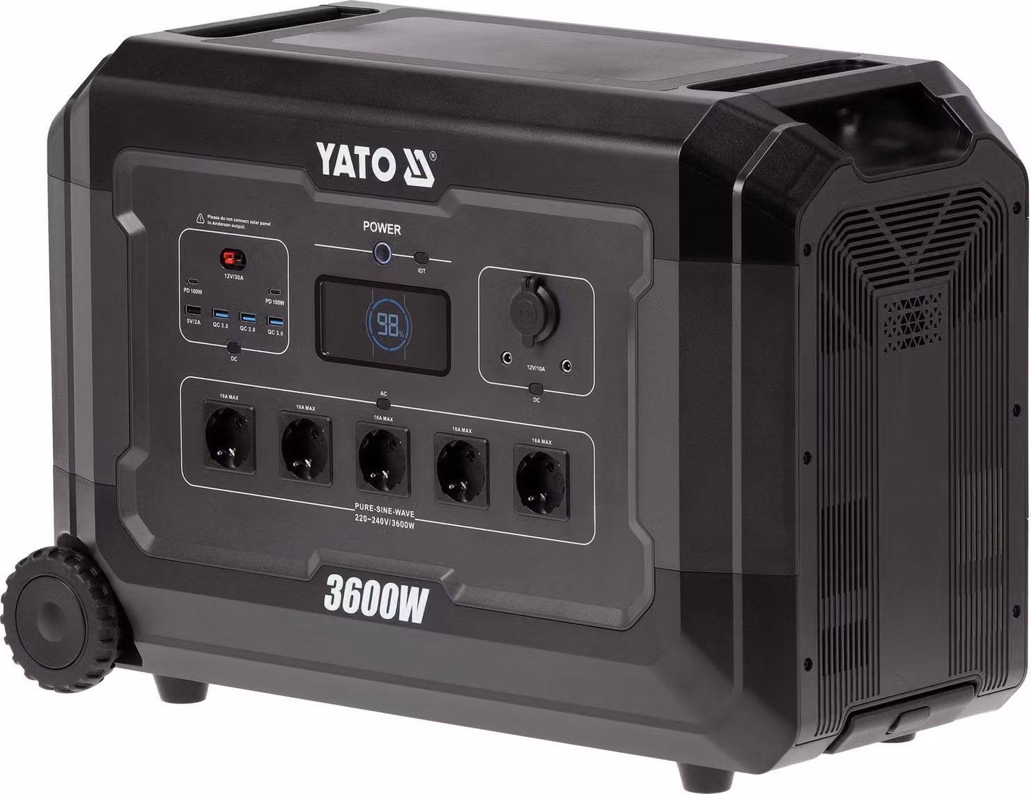 Powerstation 3600 W, 3072 Wh, 5x230 V, 6xUSB, 2x12 V Generatore solare