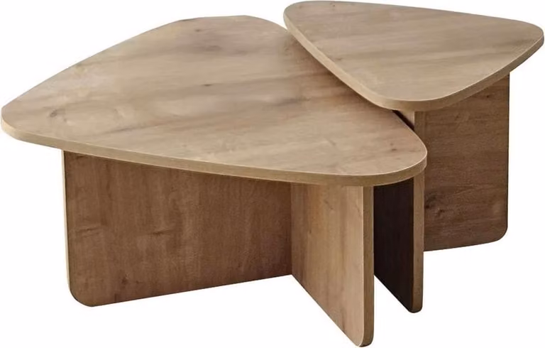 Calicosy - Set di 2 tavolini a forma di triangolo con bordi arrotondati L90/L60 cm - BALLARE