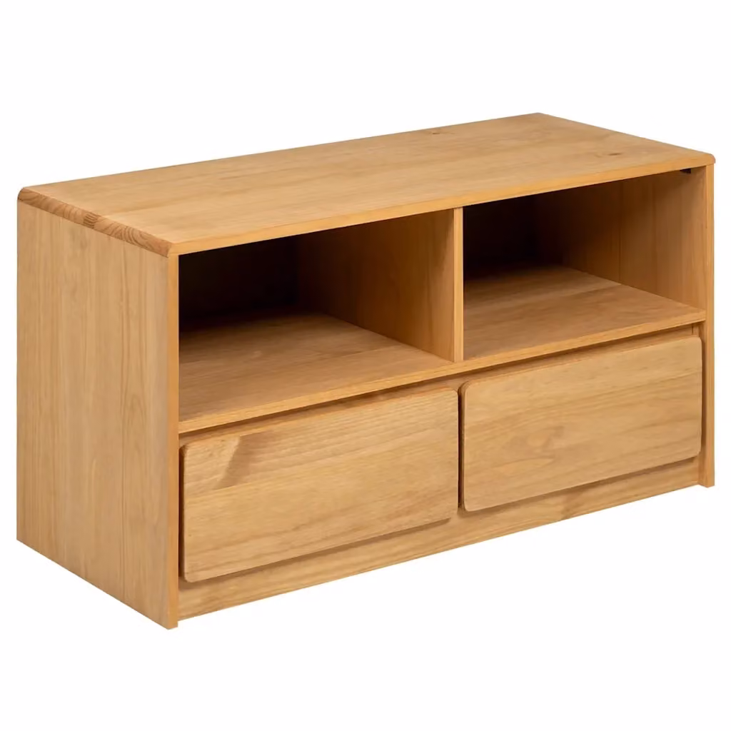 Mobile TV vidaXL in legno massello di pino color marrone stile rustico L: 99 cm, P: 43 cm, H: 55 cm – 2