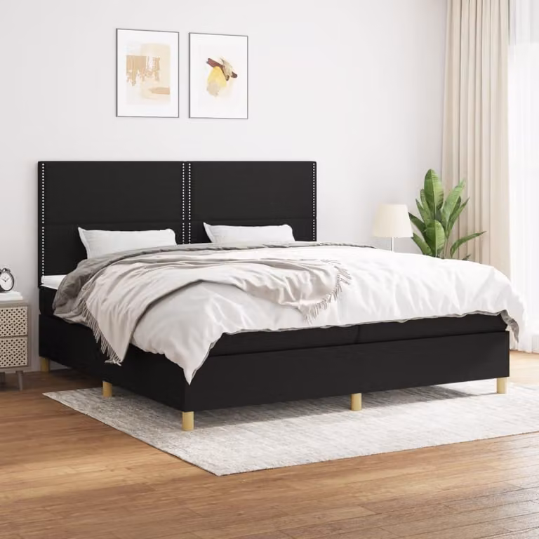 Maison Exclusive - Giroletto a Molle con Materasso Nero 200x200 cm in Tessuto