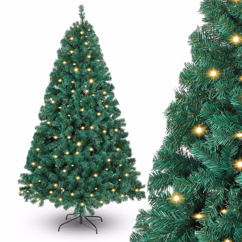 Jayseuw albero di Natale artificiale 210cm Albero di Natale artificiale con illuminazione LED albero di Natale per la decorazione di Natale
