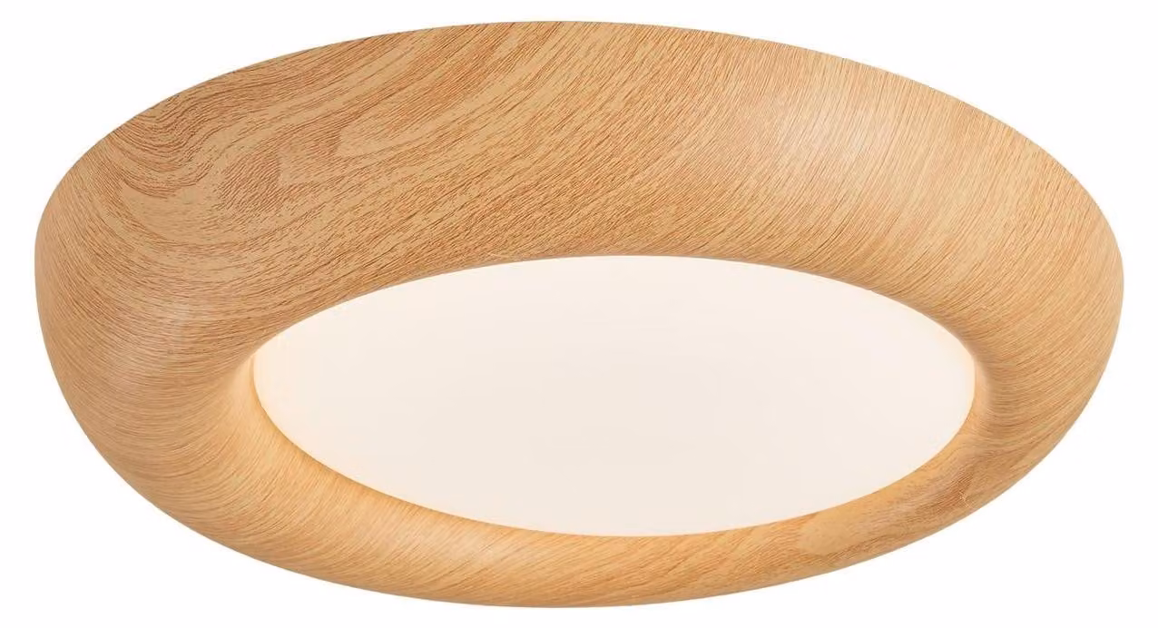 Zimilo, plafoniera LED rotonda, 38 cm, aspetto legno, 24W, 3 temperature di colore (3000K-5000K), interruttore a levetta. Plafoniera rotonda per camera da letto o soggiorno