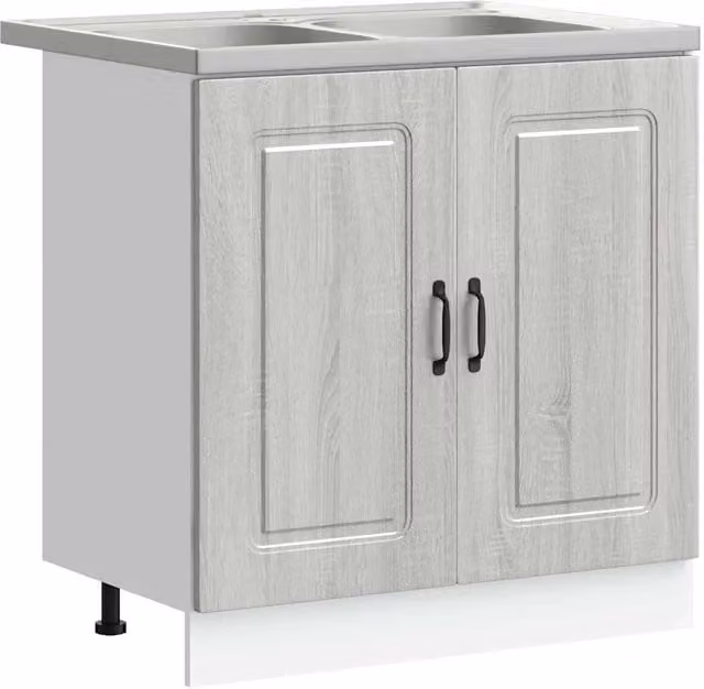 Mobile base da cucina moderno HELLOSHOP26 in legno composito grigio, L: 80 cm, P: 46 cm, H: 81,5 cm