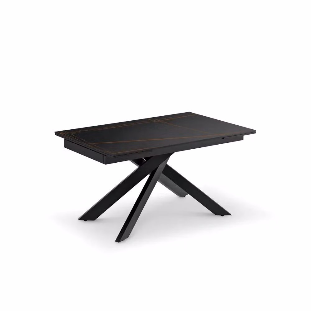 Tavolo da pranzo rettangolare allungabile Nexus Duzzle in ceramica effetto marmo nero e bianco L/P: 140-200 x 80 cm, H: 76 cm – 2