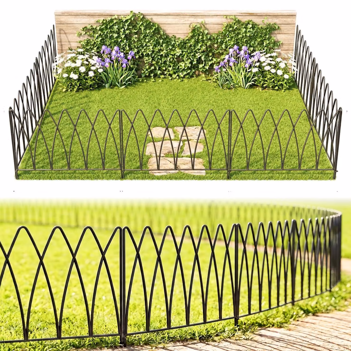 Set di 5 pannelli in metallo decorativo per recinzione da giardino, ideale per giardini e aiuole