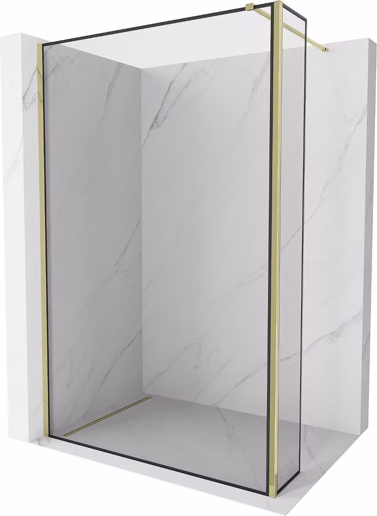 Mexen Kioto parete doccia Walk-in 160 x 40 cm, cornice nera, dorata - 800-160-212-50-70-040