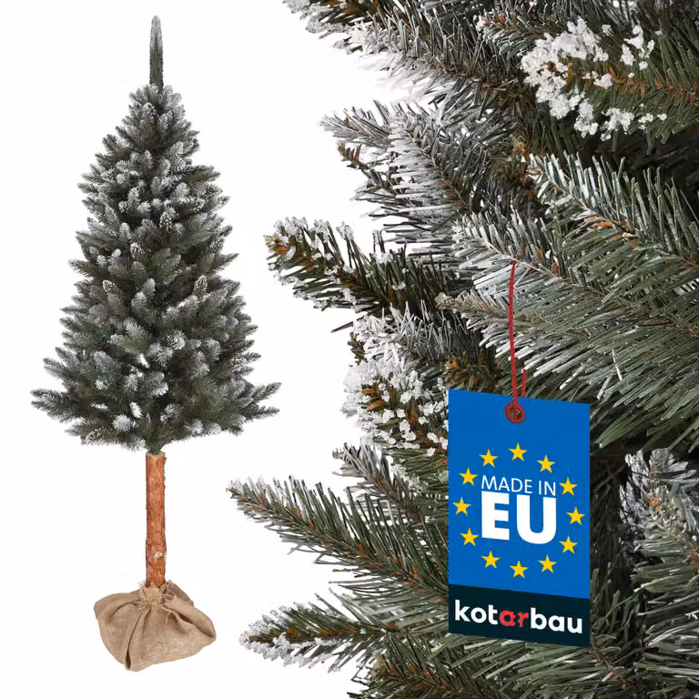 KOTARBAU® Albero di Natale Artificiale Neve 180 cm Abete diamantato su tronco di legno con supporto in plastica Albero di Natale Artificiale come quello vero Albero di Natale Artificiale