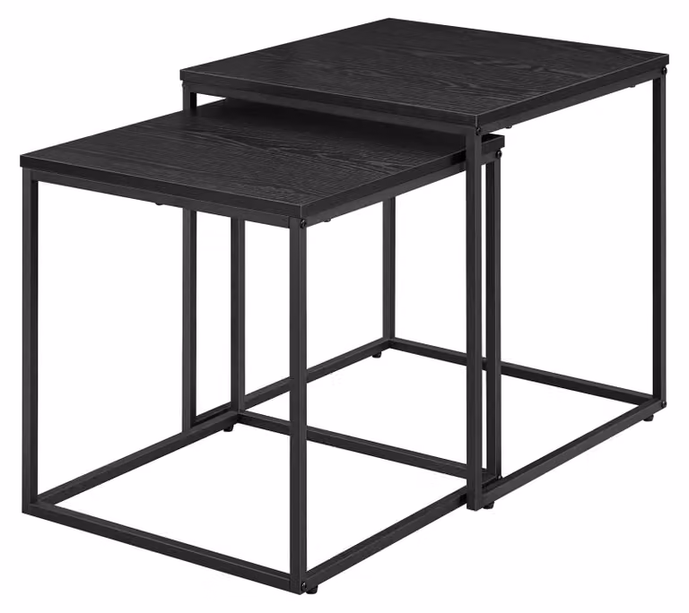 Tavolino Da Salotto - Leobert - Nero/Gambe Nere - 50 X 50 X 50,5 Cm - Set Da 2