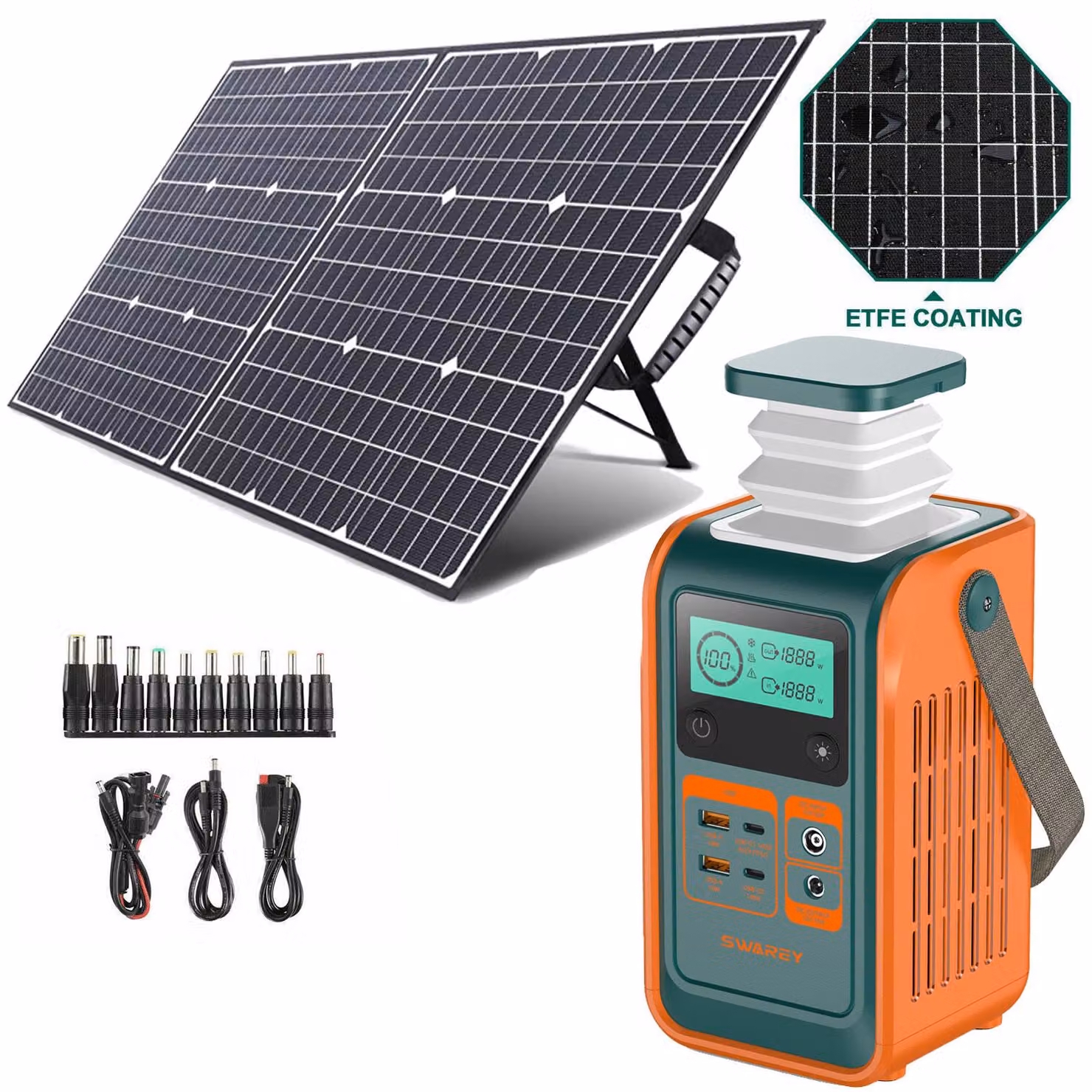 Stazione di ricarica SWAREY S200 DC (60000mAh) Powerbank con pannello solare 100W, batteria LiFePO4 192Wh per più dispositivi, generatore solare 140W