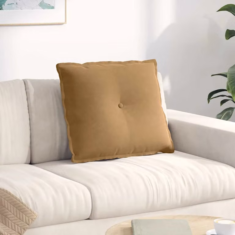 vidaXL Cuscino per Schiena Marrone in Velluto a Costine con Rivestimento Rimovibile L: 60 cm, P: 50 cm, H: 19 cm