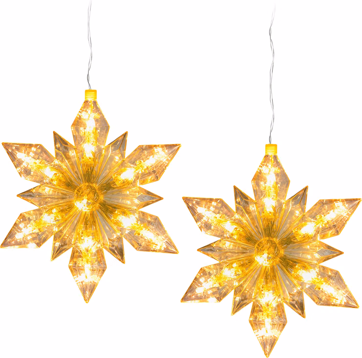 3.11 stelle di Natale set di 2 - 25 LED bianco caldo ciascuna / circa 23,5 x 23,5 cm ciascuna - stella per interni con timer