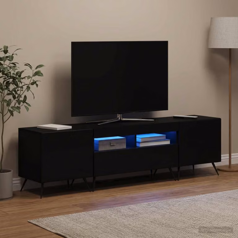 Mobile TV LED vidaXL BREDA con illuminazione integrata, Nero e Legno, per il tuo soggiorno