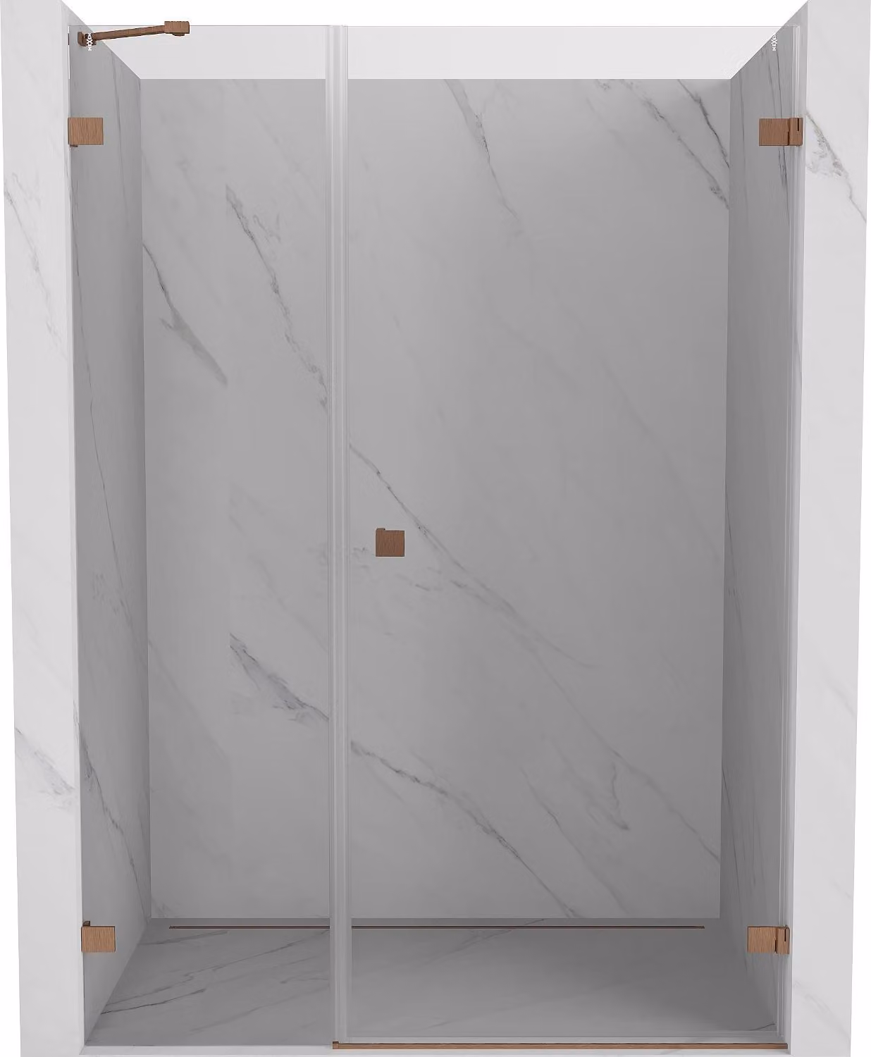Mexen Lunar-B porta doccia ad anta destra 125 cm, trasparente, rame spazzolato - 832S-125-050-65-00-P