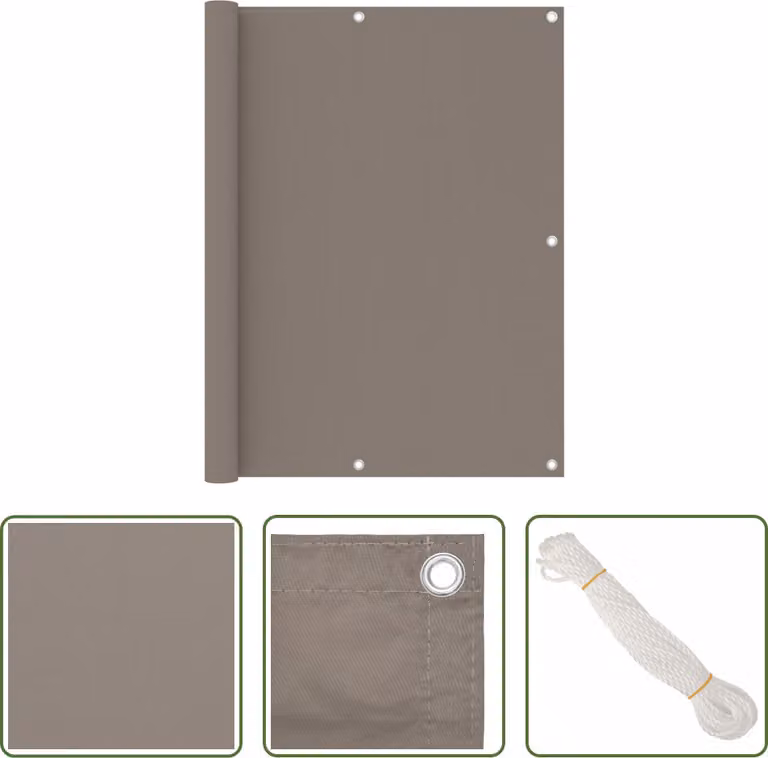 The Living Store Paravento per balcone Taupe 120x600 cm Tessuto Oxford