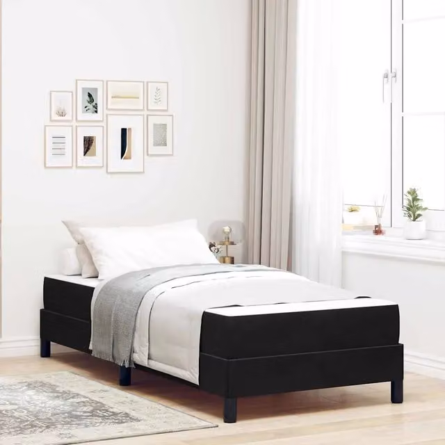 Letto a molle con materasso Nero 100 x 210 cm Tessuto 3398733