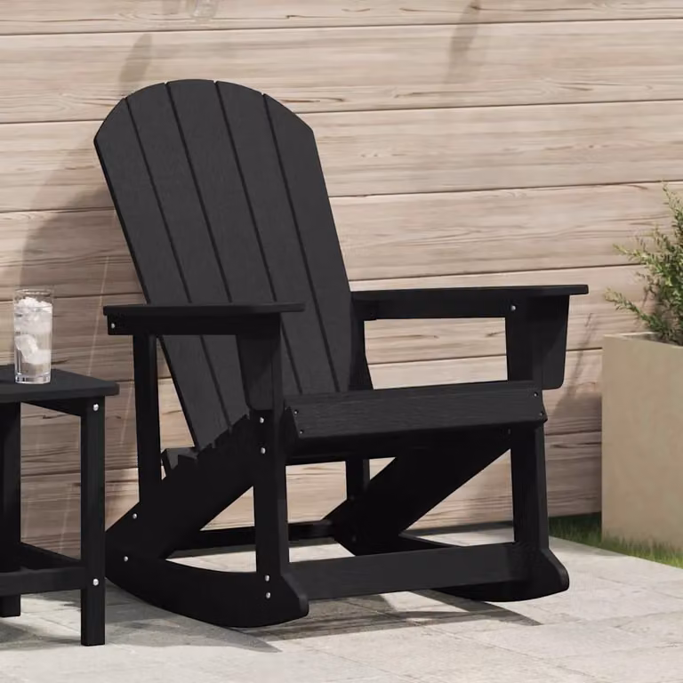 vidaXL Poltrona a dondolo Adirondack moderna in plastica nera per giardino e terrazza