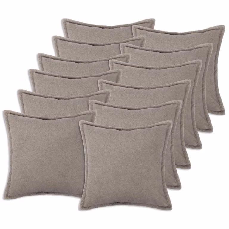 Set di 12 federe vidaXL HOUTEN Grigio Chiaro in tessuto bouclé, L 50 x L 50 cm