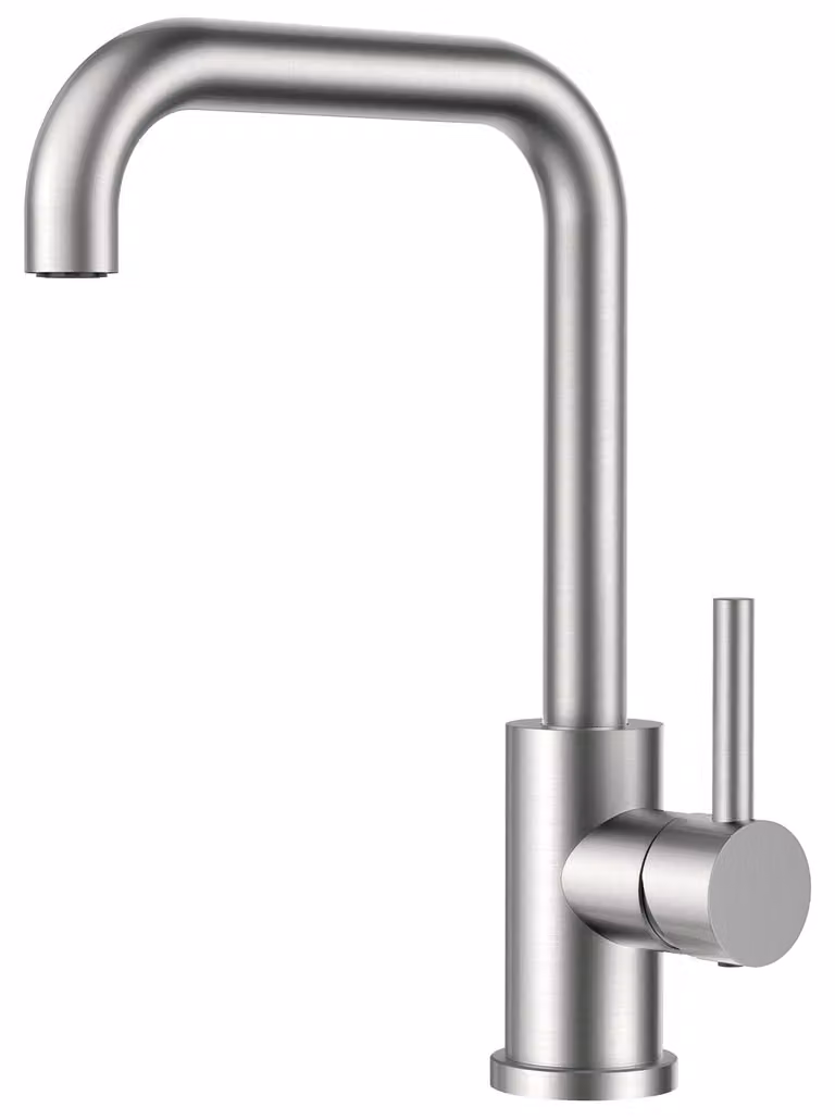 Rubinetto da cucina, miscelatore da cucina a 360° girevole, acciaio inossidabile, monocomando a forma di L
