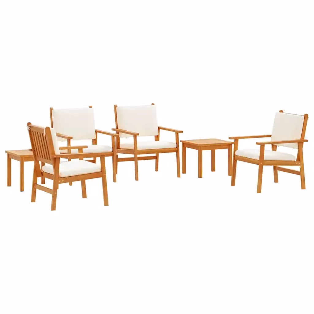 Set Divano da Giardino vidaXL in Legno di Acacia Marrone con Cuscini per 6 Persone – 2