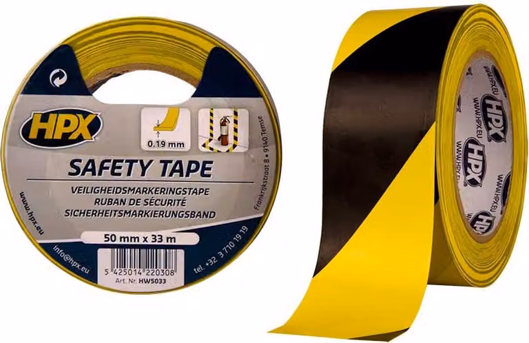 Hpx | Nastro di marcatura PVC | 50 mm | 33m | Giallo Nero