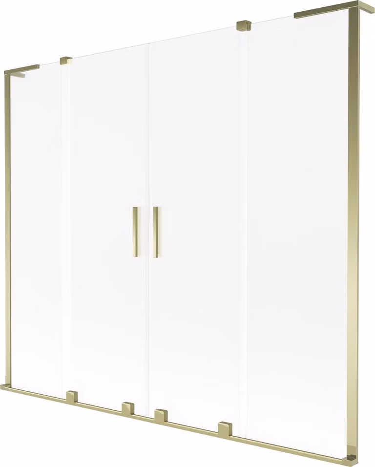 Mexen Velar L Duo paravento per vasca da bagno 2 ante scorrevoli 200 x 150 cm, smerigliato, dorato - 896-200-003-32-50