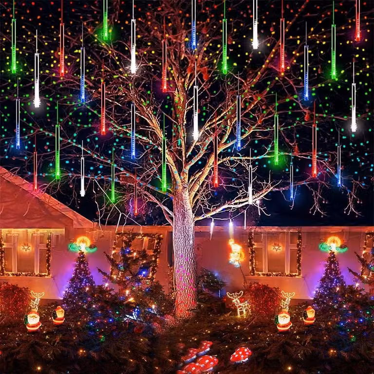 Catena luminosa a LED effetto pioggia di meteoriti, 30 elementi, 720 LED, grado di protezione IP65, lunghezza 11,6 metri