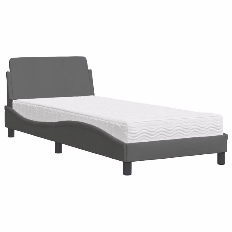 Letto con Materasso Dover Grigio Scuro 90x190 cm in Tessuto