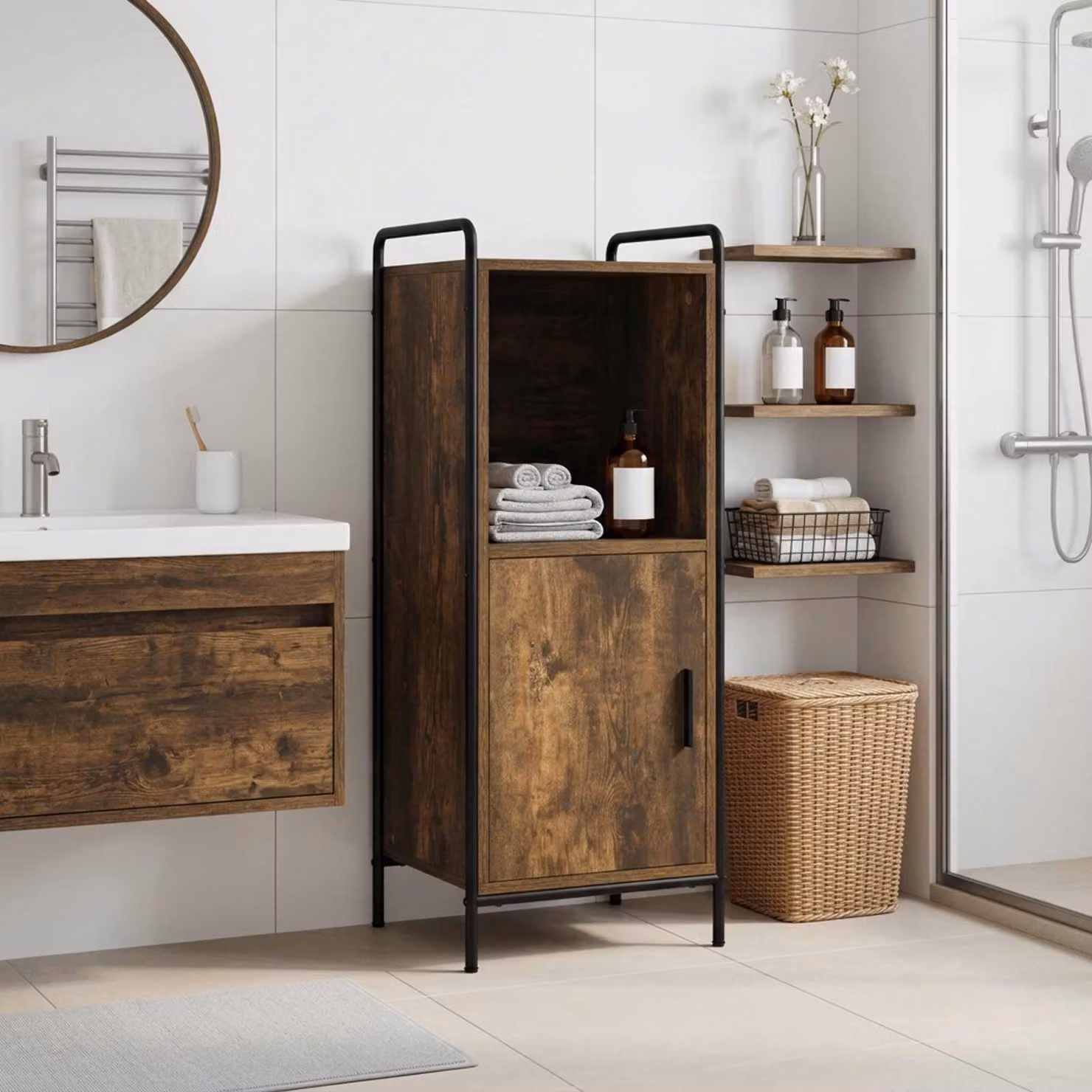 vidaXL Mobile da Bagno Rovere Fumo 40 x 36 x 99,5 cm