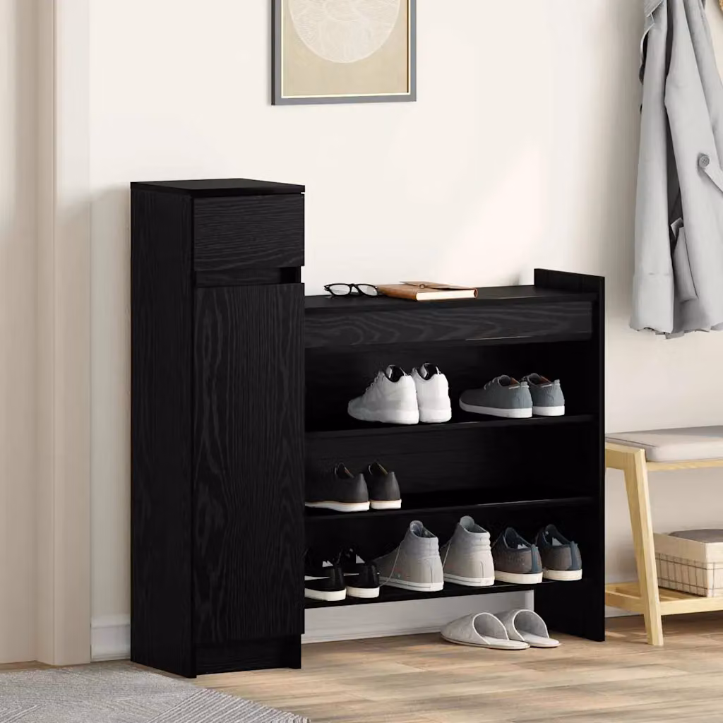 Mobile porta scarpe vidaXL moderno in legno nero L: 100,5 cm, P: 28 cm, H: 100 cm