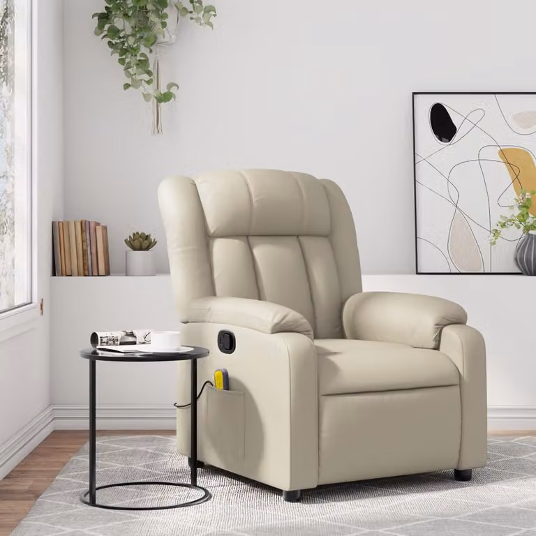 vidaXL Poltrona reclinabile relax in similpelle beige con braccioli