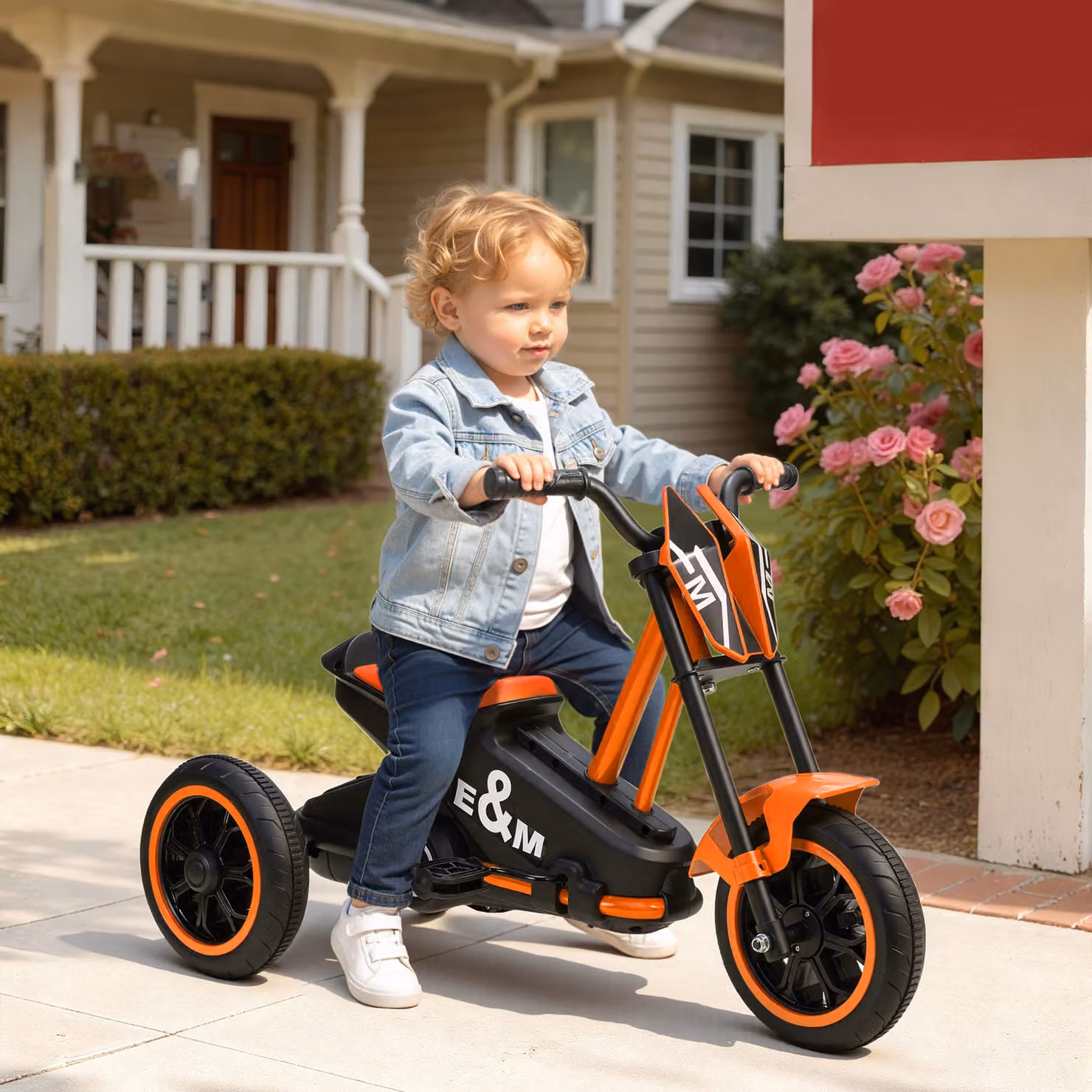AIYAPLAY Triciclo per Bambini con Pedali in Acciaio, Arancione, L 79 x P 44 x H 47 cm – 2